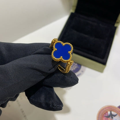 [LUCKY LOVE]CLOVER RIVERSIBLE BLUE AGATE RING