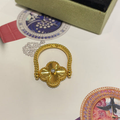 [LUCKY LOVE]CLOVER RIVERSIBLE BLUE AGATE RING