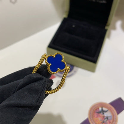[LUCKY LOVE]CLOVER RIVERSIBLE BLUE AGATE RING