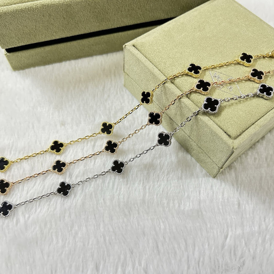 [LUCKY LOVE]CLOVER 6 MOTIF  ONYXS BRACELET