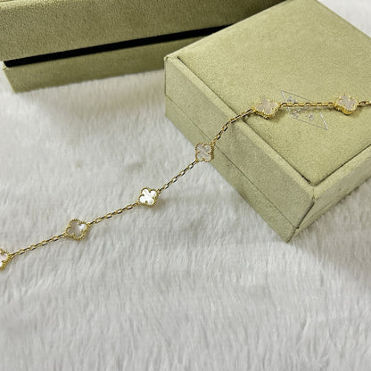 [LUCKY LOVE]CLOVER 6 MOTIF WHITE MOP BRACELET