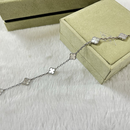 [LUCKY LOVE]CLOVER 6 MOTIF WHITE MOP BRACELET