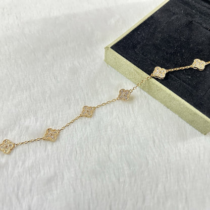 [LUCKY LOVE]CLOVER 6 MOTIF DIAMOND BRACELET