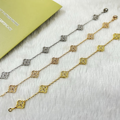 [LUCKY LOVE]CLOVER 6 MOTIF DIAMOND BRACELET