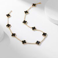 [LUCKY LOVE]CLOVER 10 MOTIFS ONYX NECKLACE