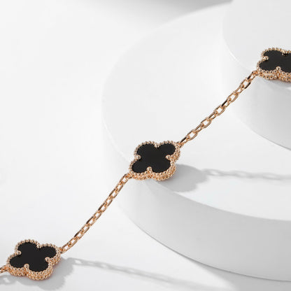 [LUCKY LOVE]CLOVER 10 MOTIFS ONYX NECKLACE