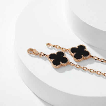 [LUCKY LOVE]CLOVER 10 MOTIFS ONYX NECKLACE