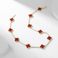 [LUCKY LOVE]CLOVER 10 MOTIFS CARNELIAN NECKLACE