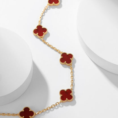 [LUCKY LOVE]CLOVER 10 MOTIFS CARNELIAN NECKLACE