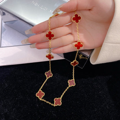 [LUCKY LOVE]CLOVER 10 MOTIFS CARNELIAN NECKLACE