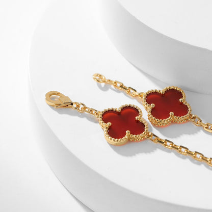 [LUCKY LOVE]CLOVER 10 MOTIFS CARNELIAN NECKLACE