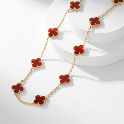 [LUCKY LOVE]CLOVER 10 MOTIFS CARNELIAN NECKLACE