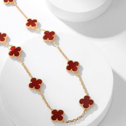 [LUCKY LOVE]CLOVER 10 MOTIFS CARNELIAN NECKLACE