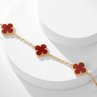 [LUCKY LOVE]CLOVER 10 MOTIFS CARNELIAN NECKLACE