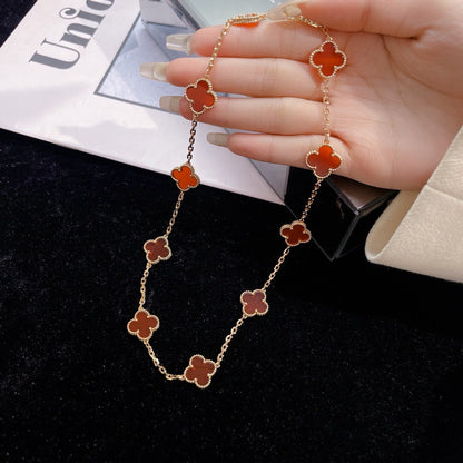 [LUCKY LOVE]CLOVER 10 MOTIFS CARNELIAN NECKLACE