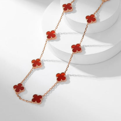[LUCKY LOVE]CLOVER 10 MOTIFS CARNELIAN NECKLACE