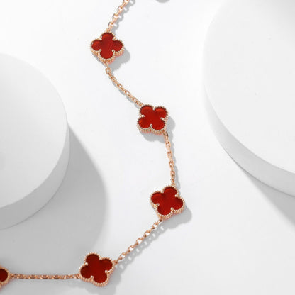 [LUCKY LOVE]CLOVER 10 MOTIFS CARNELIAN NECKLACE
