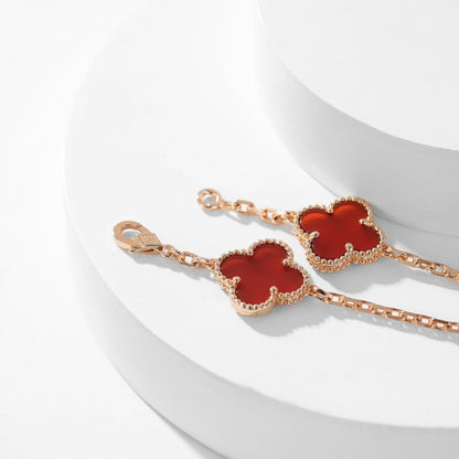 [LUCKY LOVE]CLOVER 10 MOTIFS CARNELIAN NECKLACE