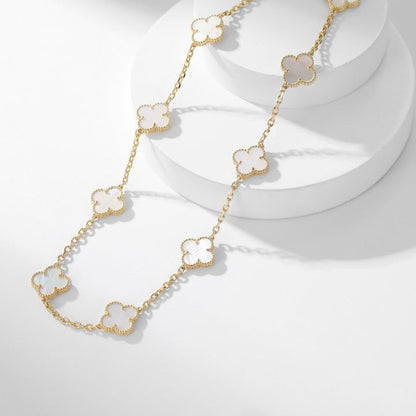[LUCKY LOVE]CLOVER 10 MOTIFS WHITE MOTHER OF PEARL NECKLACE