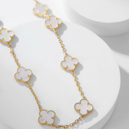 [LUCKY LOVE]CLOVER 10 MOTIFS WHITE MOTHER OF PEARL NECKLACE