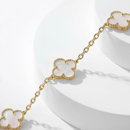 [LUCKY LOVE]CLOVER 10 MOTIFS WHITE MOTHER OF PEARL NECKLACE