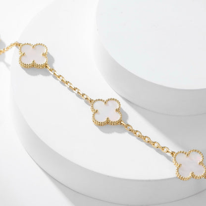 [LUCKY LOVE]CLOVER 10 MOTIFS WHITE MOTHER OF PEARL NECKLACE