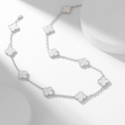 [LUCKY LOVE]CLOVER 10 MOTIFS WHITE MOTHER OF PEARL NECKLACE