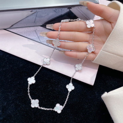 [LUCKY LOVE]CLOVER 10 MOTIFS WHITE MOTHER OF PEARL NECKLACE
