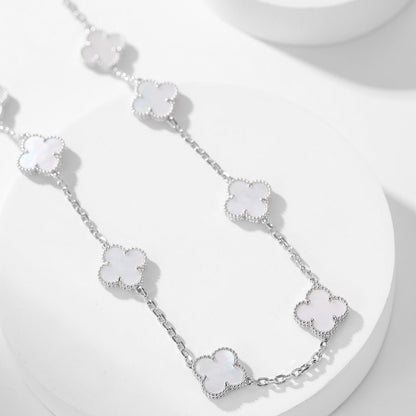 [LUCKY LOVE]CLOVER 10 MOTIFS WHITE MOTHER OF PEARL NECKLACE
