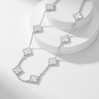 [LUCKY LOVE]CLOVER 10 MOTIFS WHITE MOTHER OF PEARL NECKLACE