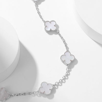[LUCKY LOVE]CLOVER 10 MOTIFS WHITE MOTHER OF PEARL NECKLACE