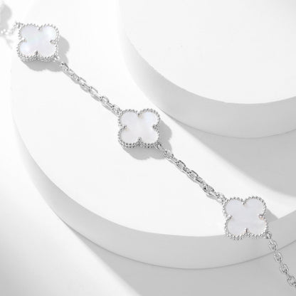 [LUCKY LOVE]CLOVER 10 MOTIFS WHITE MOTHER OF PEARL NECKLACE