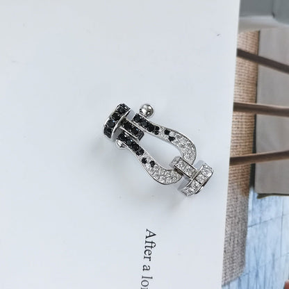 [LUCKY LOVE]FORCE LARGE HORSESHOE BLACK WHITE DIAMOND BRACELET ROSE GOLD