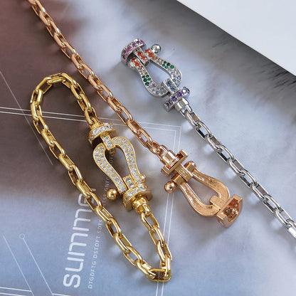 [LUCKY LOVE]FORCE LARGE HORSESHOE CLASP  METAL BRACELET