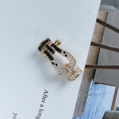 [LUCKY LOVE]FORCE LARGE HORSESHOE BLACK WHITE DIAMOND BRACELET ROSE GOLD