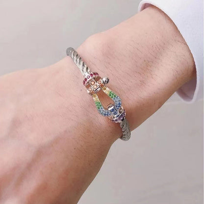 [LUCKY LOVE]FORCE LARGE HORSESHOE  COLORED DIAMOND BRACELET ROSE GOLD