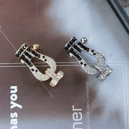 [LUCKY LOVE]FORCE LARGE HORSESHOE BLACK WHITE DIAMOND BRACELET ROSE GOLD