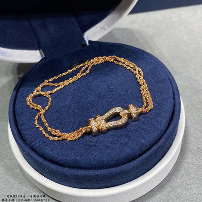 [LUCKY LOVE]FORCE SMALL HORSESHOE  DIAMOND CHAIN ROPE BRACELET