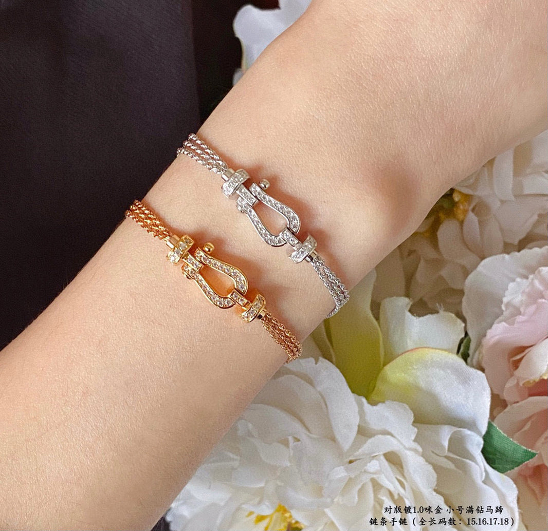 [LUCKY LOVE]FORCE SMALL HORSESHOE  DIAMOND CHAIN ROPE BRACELET