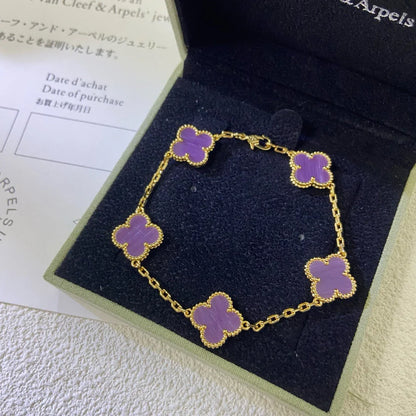 [LUCKY LOVE] CLOVER 5 MOTIF VIOLET BRACELET COLLECTION