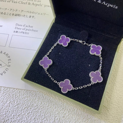[LUCKY LOVE] CLOVER 5 MOTIF VIOLET BRACELET COLLECTION