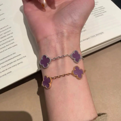 [LUCKY LOVE] CLOVER 5 MOTIF VIOLET BRACELET COLLECTION