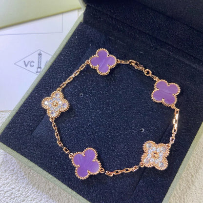 [LUCKY LOVE] CLOVER 5 MOTIF VIOLET BRACELET COLLECTION
