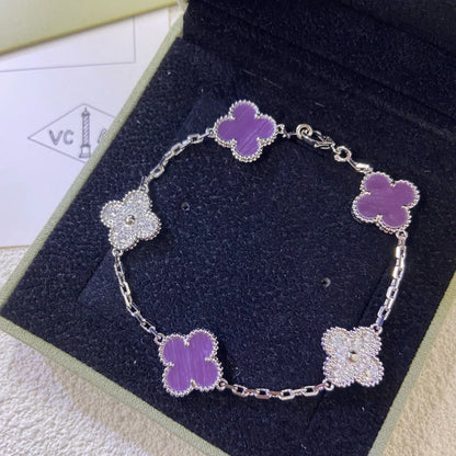 [LUCKY LOVE] CLOVER 5 MOTIF VIOLET BRACELET COLLECTION