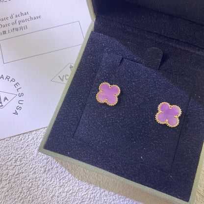 [LUCKY LOVE]CLOVER MINI 9.5MM  PURPLE VIOLET EARRINGS