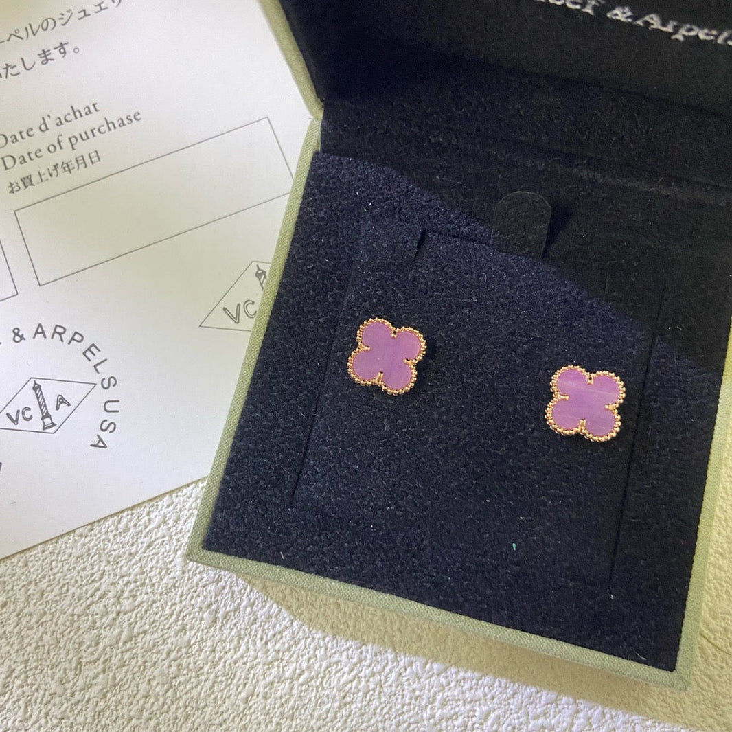 [LUCKY LOVE]CLOVER MINI 9.5MM  PURPLE VIOLET EARRINGS