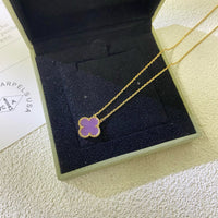 [LUCKY LOVE]CLOVER 15MM  PURPLE VIOLET NECKLACE