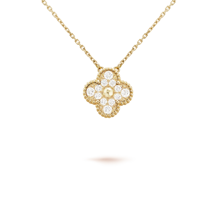 [LUCKY LOVE]CLOVER 15MM DIAMOND SINGLE FLOWER NECKLACE