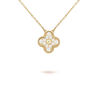 [LUCKY LOVE]CLOVER 15MM DIAMOND SINGLE FLOWER NECKLACE