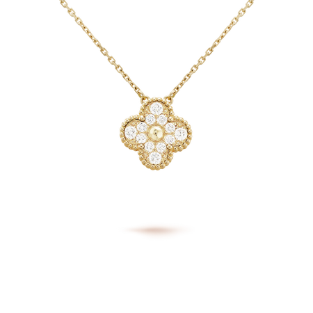 [LUCKY LOVE]CLOVER 15MM DIAMOND SINGLE FLOWER NECKLACE